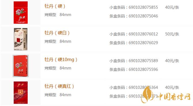 牡丹细支香烟价格表截图2