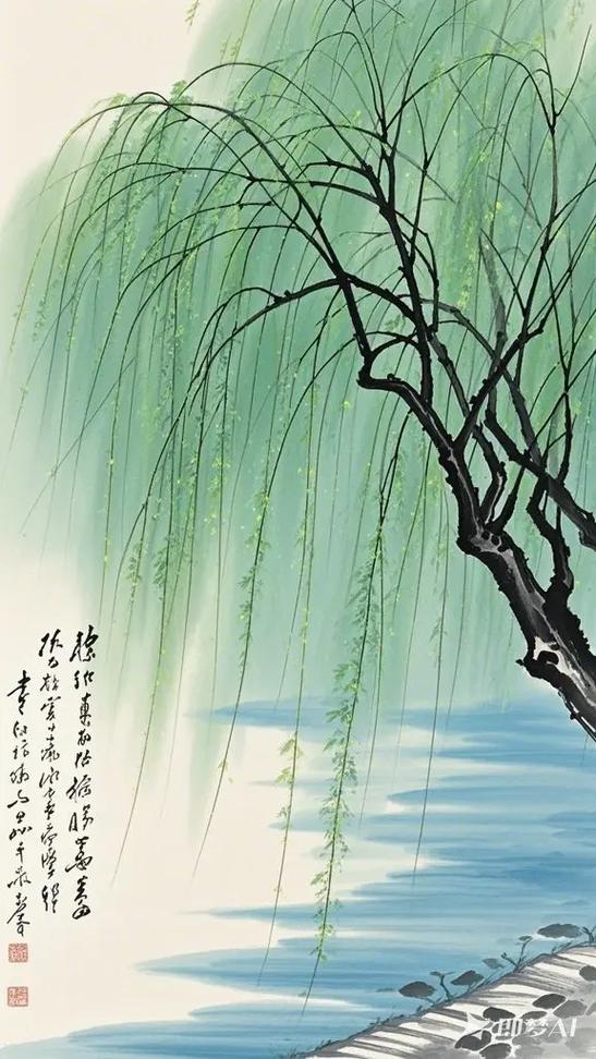 咏柳诗配画