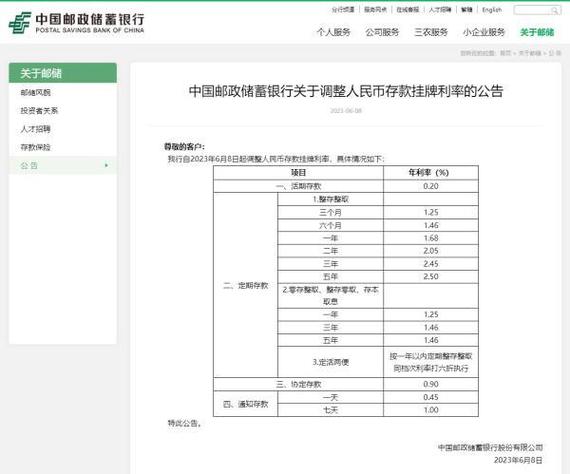 邮政活期利率多少