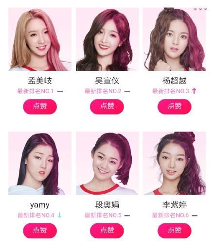 创造101第一期排名截图2