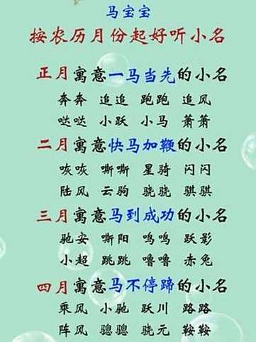 马年宝宝取名字最佳字