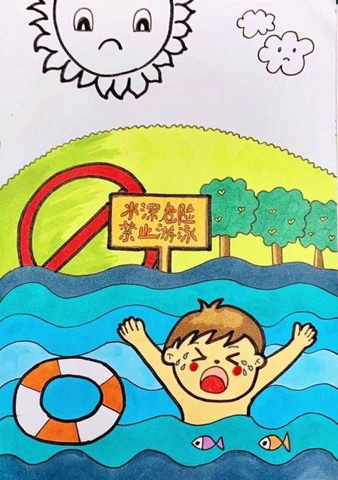 防溺水绘画