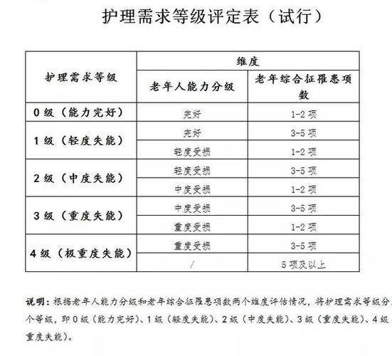 北京市失能老人评定标准