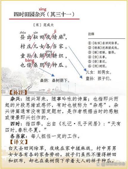 四时田园其三十一古诗意思