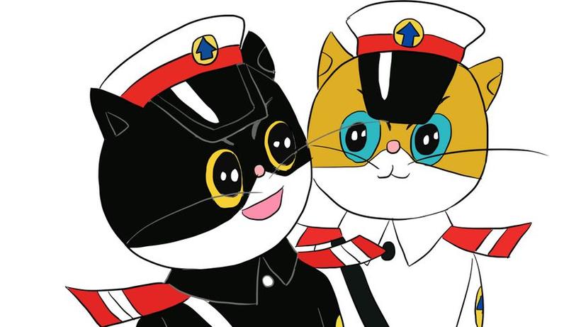 黑猫警长救白猫班长儿歌简笔画