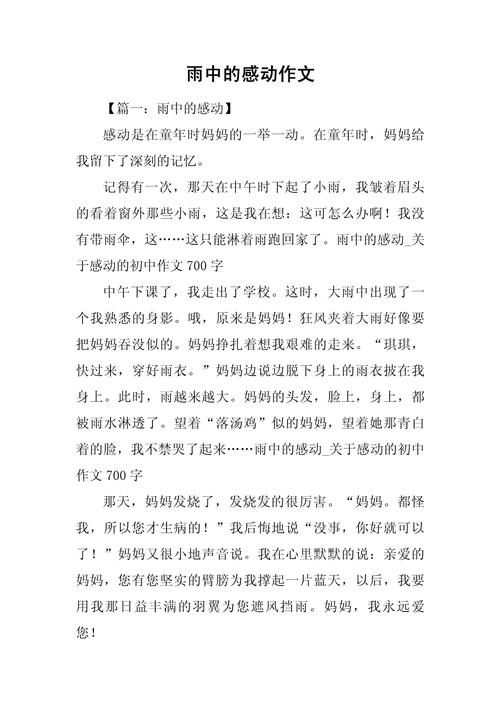 雨中感人的故事作文