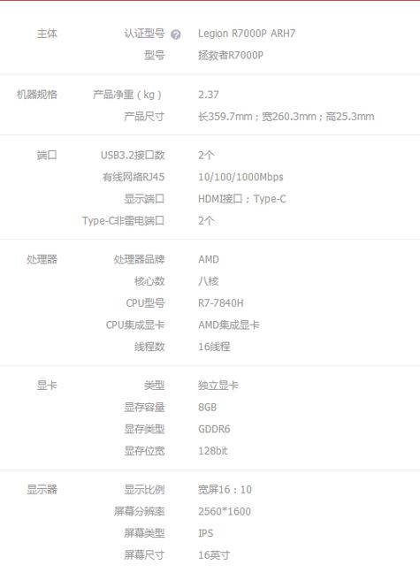 拯救者 R7000P 2020游戏笔记本价格