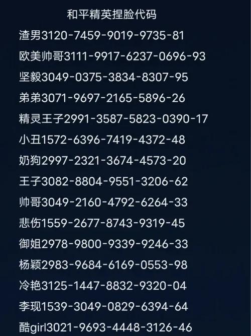 和平精英2026捏脸24位代码