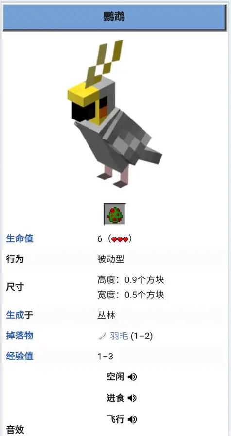 我的世界鹦鹉颜色