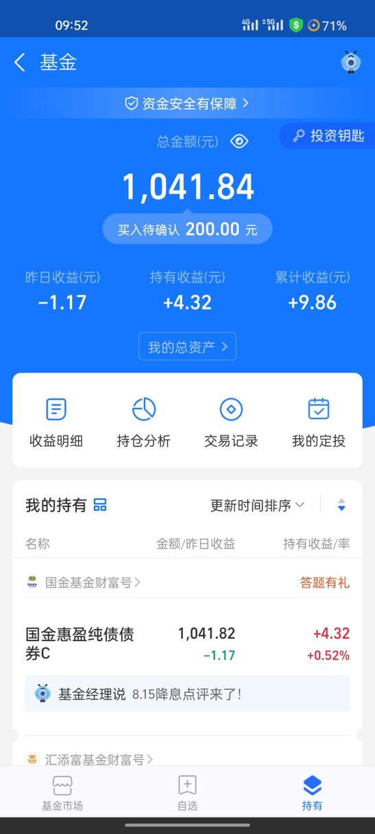 基金持有收益能提现吗