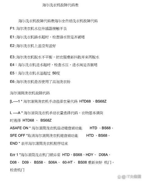 海尔故障代码e7