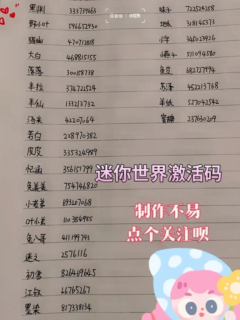 迷你世界万能激活码大全